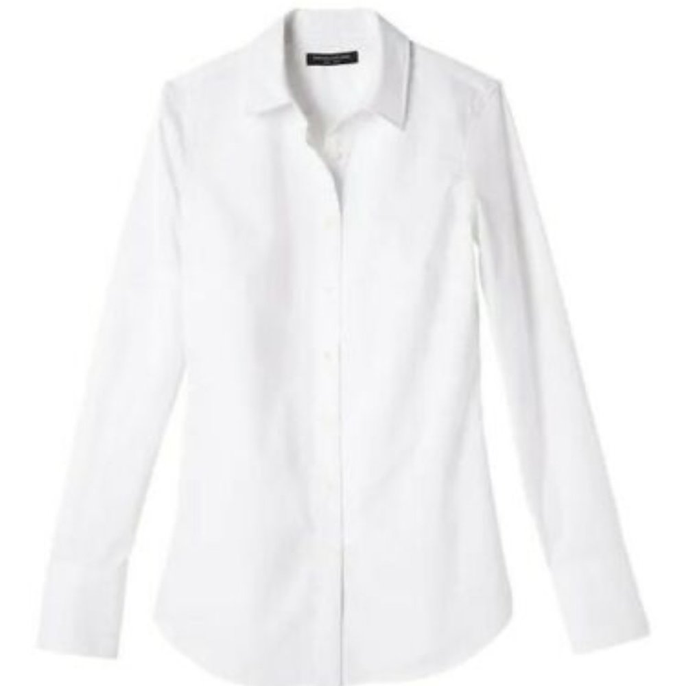 Riley Tailored-Fit Shirt, Blouse, White, NWT, 6